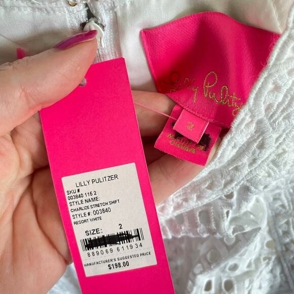 NWT Lilly Pulitzer White Charlize Stretch Shift Dress - Picture 5 of 7